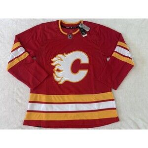 Calgary Flames MIC Adidas Primegreen Size 54 Home Red Sewn Jersey NWT